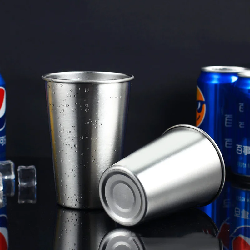 350 мл/500 мл металлические чашки из нержавеющей стали дорожные стакан для пинта