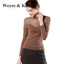 Weyes& Kelf весна Яркий шелковый Тюль Рубашка с длинными рукавами Для женщин осень кружевное платье с длинными рукавами футболка Для женщин женские топы Blusas