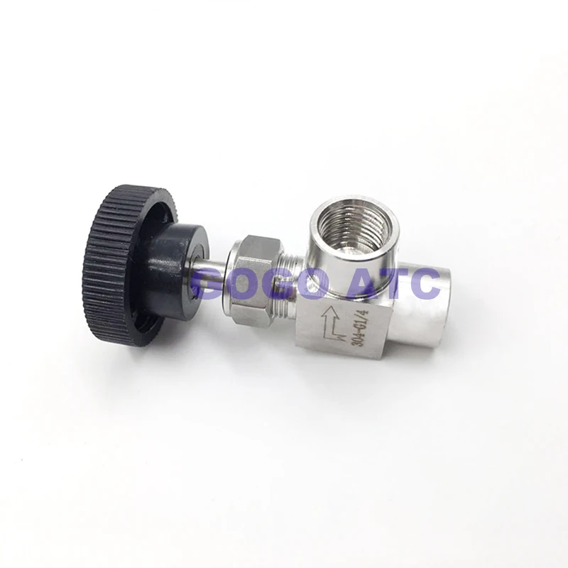 Игольчатый клапан,, регулируемый игольчатый клапан 1/8 ''1/4'' 3/8 ''1/2'' с прямым углом, с внутренней резьбой BSP SS304 для воды, газа, масла