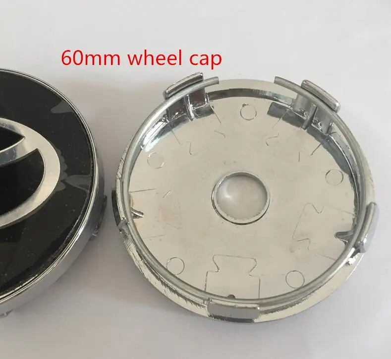 60mm black cap 4 шт. 56 мм 60 мм 65 мм 68 мм центральный колпак на колесо автомобиля значок пылезащитные Чехлы эмблема наклейка автомобиль аксессуары для укладки - Название цвета: 60mm black cap