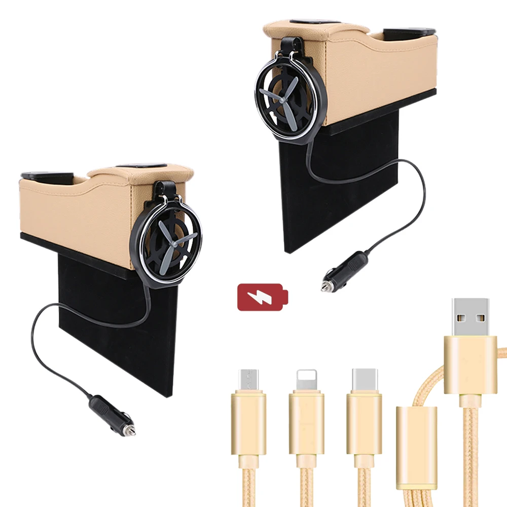 Двойной USB Порты и разъёмы многофункциональный кожаный Catcher коробка автокресло Кубок катушки карман для хранения Организатор