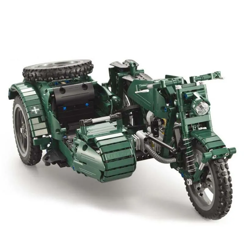 629pcs Legoings Style World War II Motorcycle Technic Military Remote Control Rc Building Block Toys
