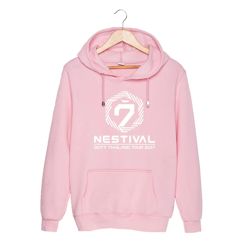 PINK GOT7 Thailand tour NESTIVAL Тур концерт с тем же абзацем с капюшоном для мужчин и женщин должен помочь одежде дропшиппинг - Цвет: PINK