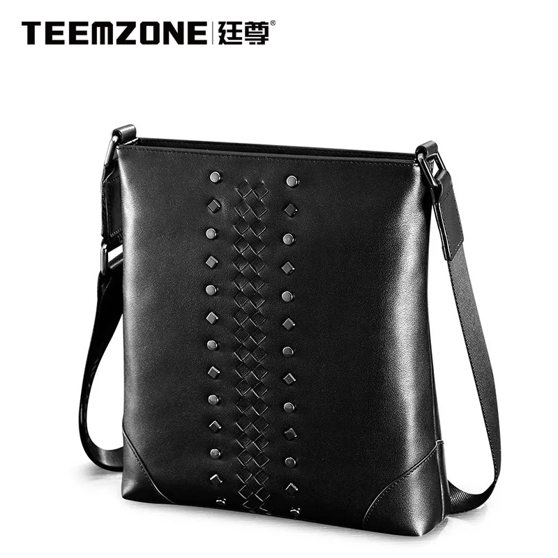 New Men Shoulder Bag Teemzone Brand Men's Messenger Bag Cowhide Handbag Crossbody Bag Business Casual Briefcase Free Shipping