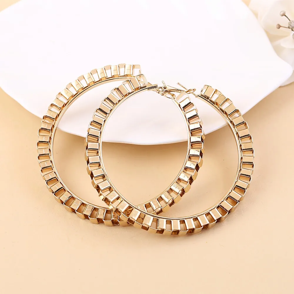 Новые модные большие круглые серьги-кольца в стиле панк 7,5 см диаметр золото/серебряное покрытие для женщин, вечерние,, два цвета, высокое качество