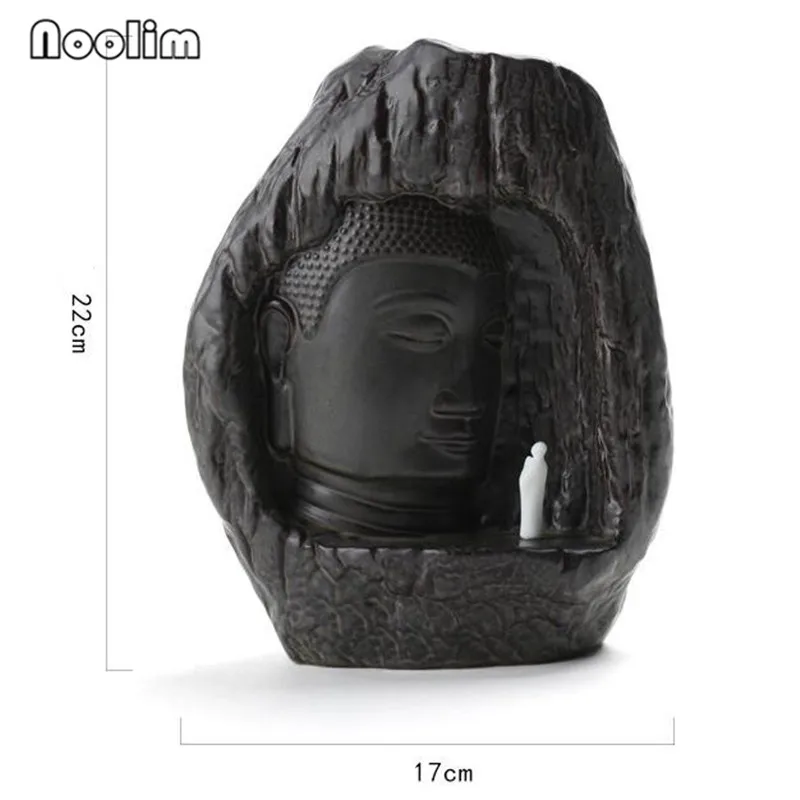 Big Size Zen Buddha Backflow Incense Burner Ceramic Handmade Waterfall Incense Holder Censer Home Office Decor+10pcs Free Cones