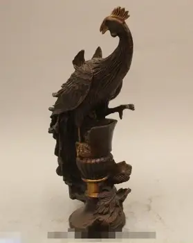 

S02814 10" China Chinese Bronze Fengshui Phoenix Juno Wonder Bird fung-hwang Statue