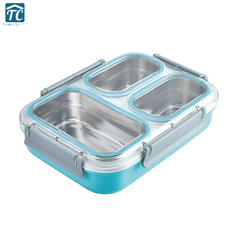 

304 Stainless Steel Grid Large Capacity Insulated Lunch Box Insulation Non-slip Anti-scalding Student Adult Portable Picnic