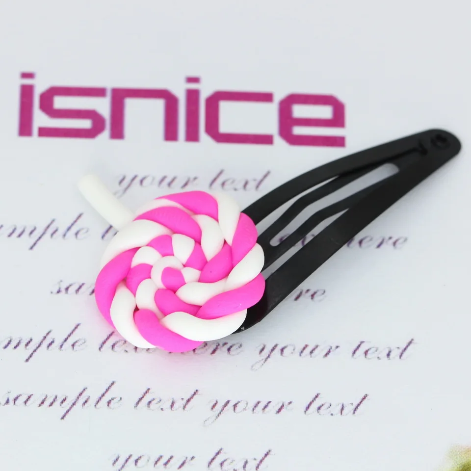 Isnice 10 шт. леденец на палочке BB зажим для волос радужных резинок для волос аксессуары Высокое качественные шпильки для волос для школьницы - Цвет: Rose