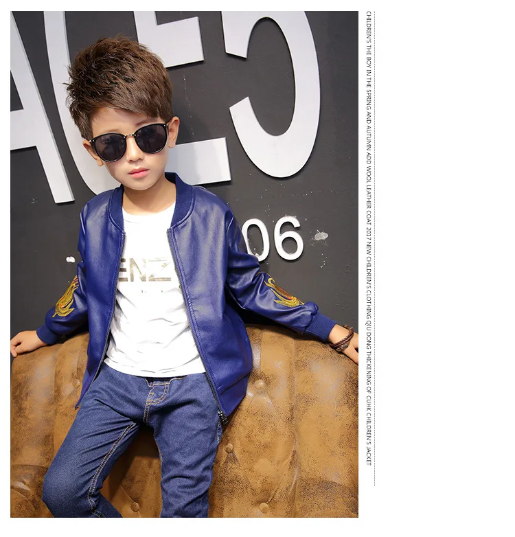 Giacca in pelle per bambini moda primavera e autunno Ragazzi Ragazze in pelle babero in pelle giacca corta in pelle