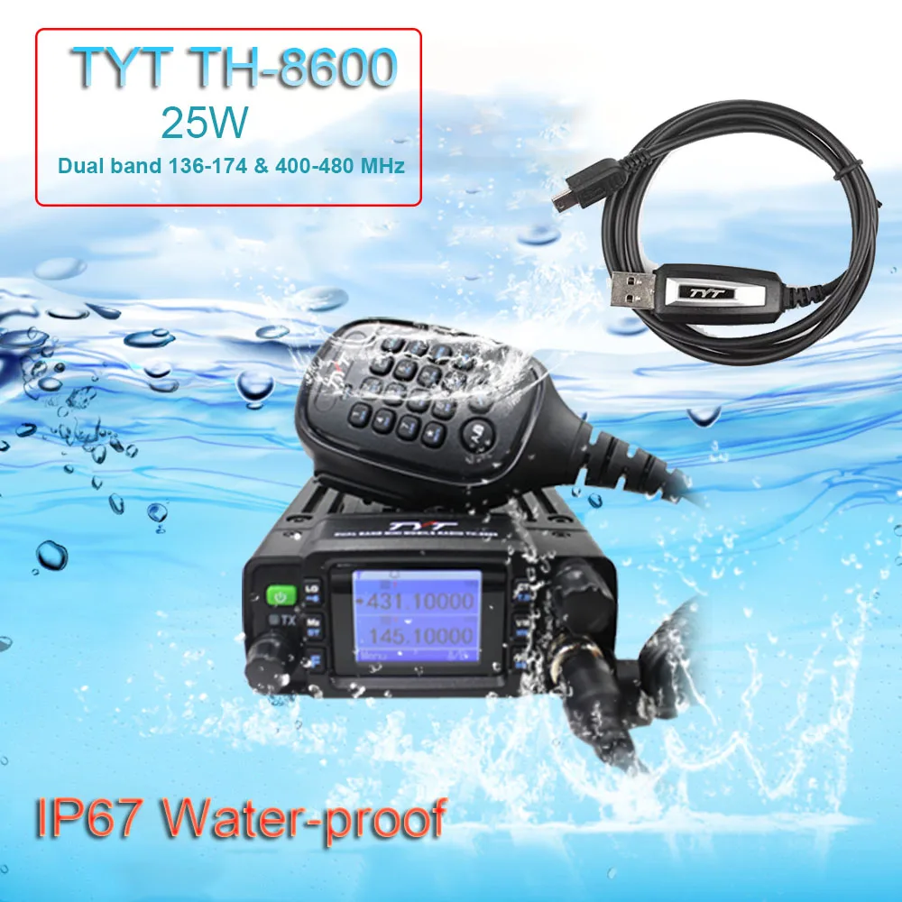 TYT мини радио TH-8600 IP67 Водонепроницаемый Dual Band 136-174 МГц/400-480 МГц 25 Вт в машине TH8600 woki