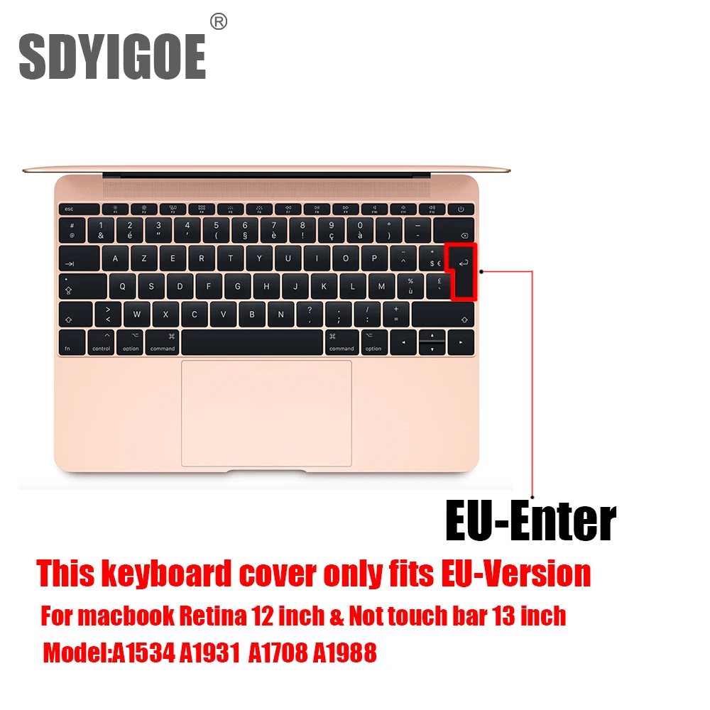 Клавиатура кожного покрова Европейская версия для Macbook 1" A1534 retina Pro 13" не с сенсорной панелью A1708 Версия ЕС пылеотталкивающая пленка