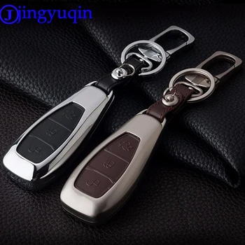

jingyuqin Remote 3 Buttons Zinc Alloy+Leather Car Key Cover Case For Ford Fiesta Focus Mondeo Ecosport Kuga st key chain