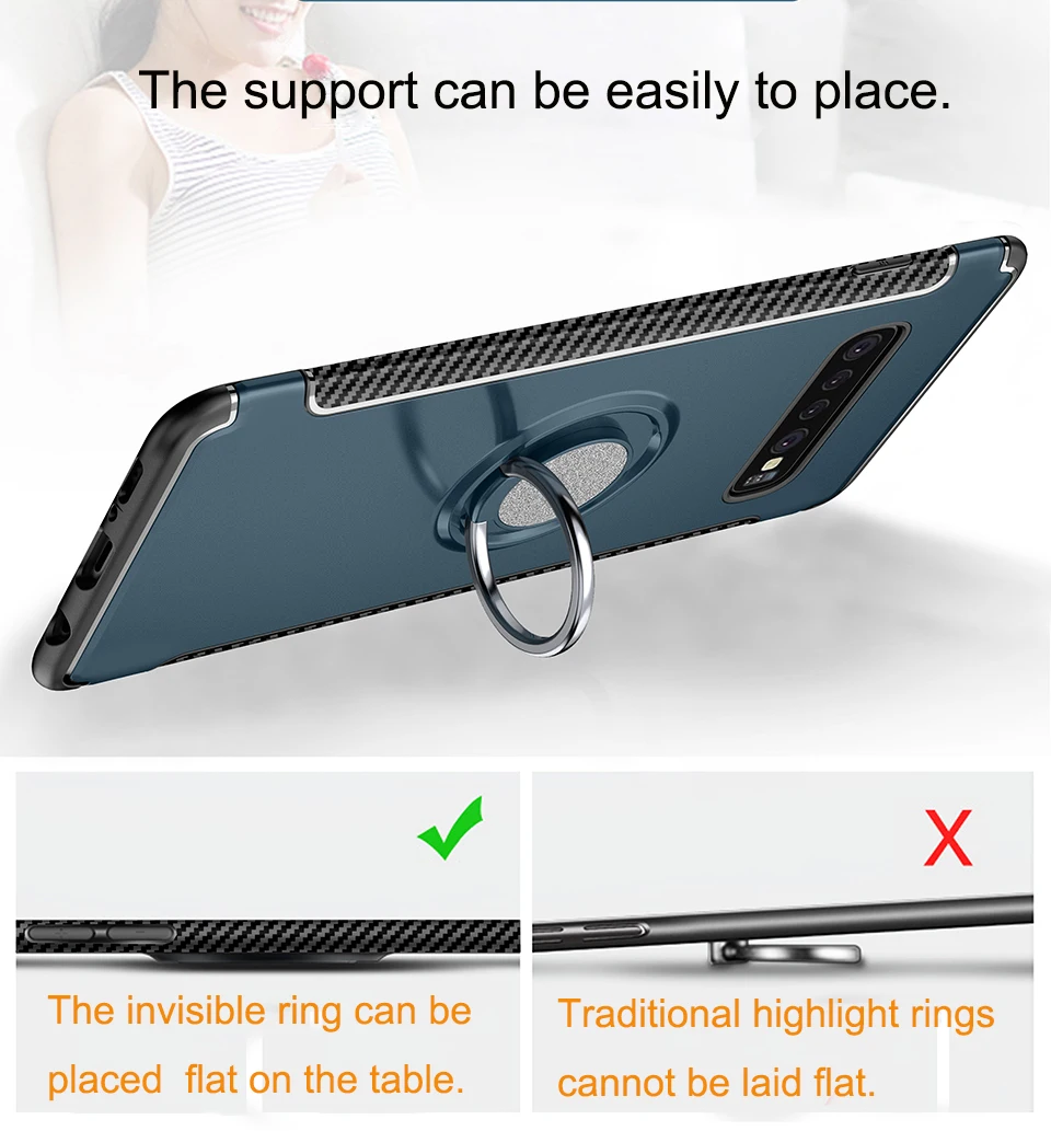Finger Ring Kickstand Phone Case For Samsung Galaxy S10 S10e S10 Plus M30 M20 M10 Note 10 Note 10 Plus PC&TPU Anti-knock cover