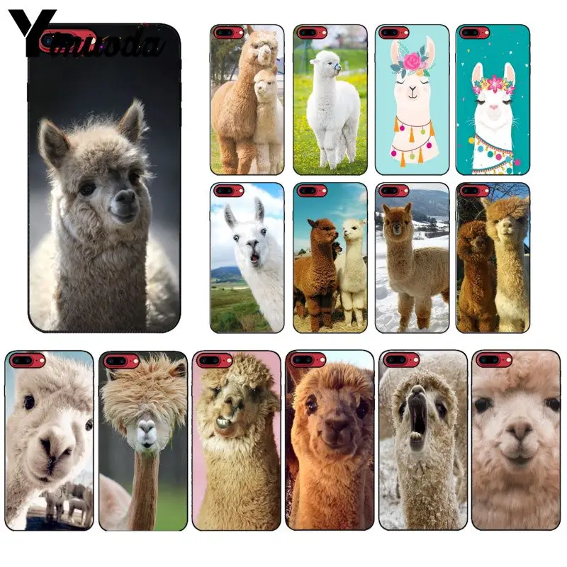 Yinuoda лама Alpacas животное умный чехол черный мягкий чехол для телефона для iPhone X XS MAX 6 6S 7 7plus 8 8Plus 5 5S XR