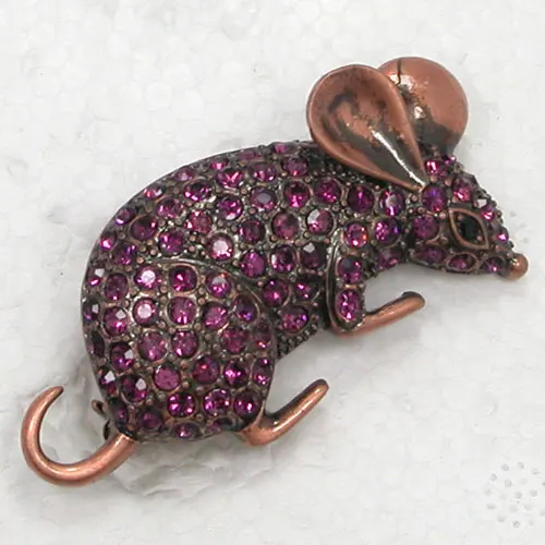 

Purple Rhinestone Mice Mouse Pin brooches C940 D3