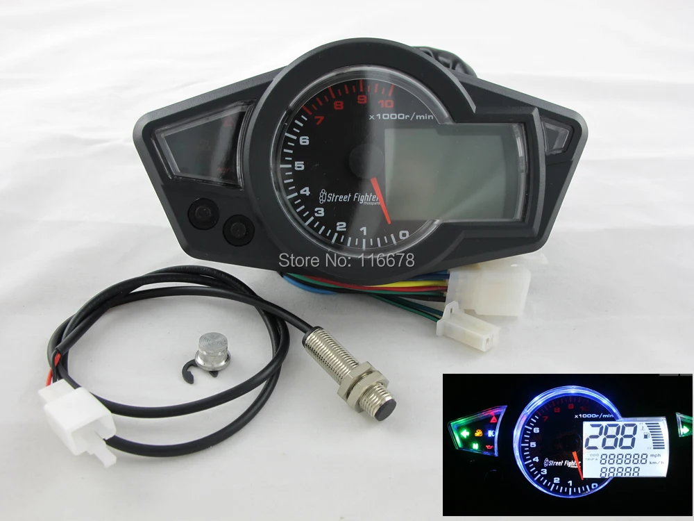 10000 r/min LCD Digital Odometer Speedometer Tachometer Motorcycle