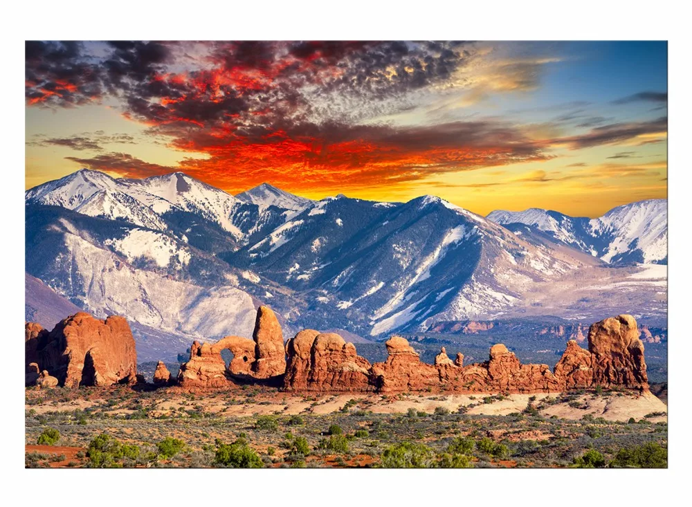 

1 panel Free Shipping Snow Mountain Landscape Canvas Print Sunset Painting For Living Room Wall Art Home Decoration Framed