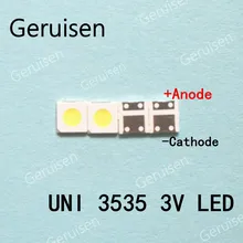 200 шт UNI светодиодный высокой мощности с подсветкой светодиодный 1 Вт 3537 3535 90LM 3 в холодный белый ЖК-подсветка для ТВ приложения