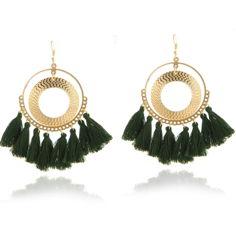 

E0180 Vintage Bohemia Handmade Cotton Tassel Earrings For Women Ethnic Fringe Drop Earrings Party Wedding Jewelry Excellent Gift