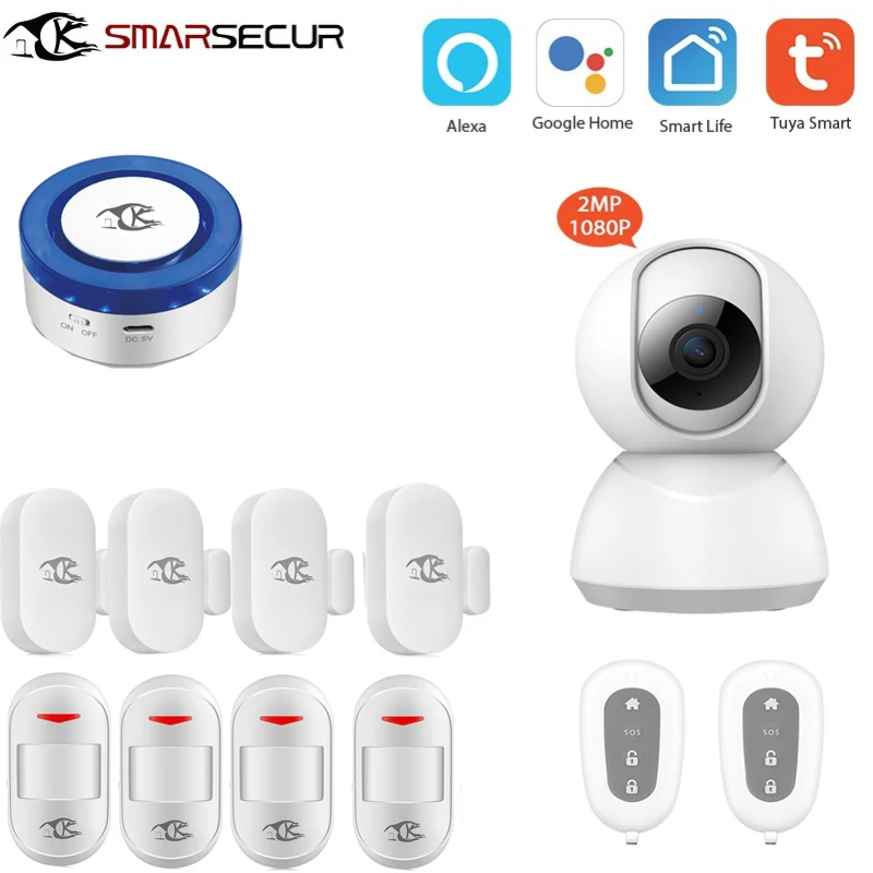 

Wireless Home security Wifi alarm Siren Tuya smart life app control intelligence compatible Google Home Alexa
