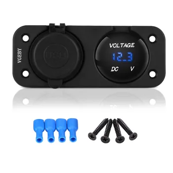 

Blue LED 12V Dual Port USB Charger Socket Car Boat Voltmeter Rocker Switch Panel Waterproof 2 USB charger for 12V-24V Vehicle