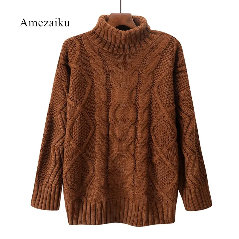Women Sweaters Winter Turtleneck Warm Sweaters Pullover Knitter Wear purple Sweaters Pull over loose women tops Thicken