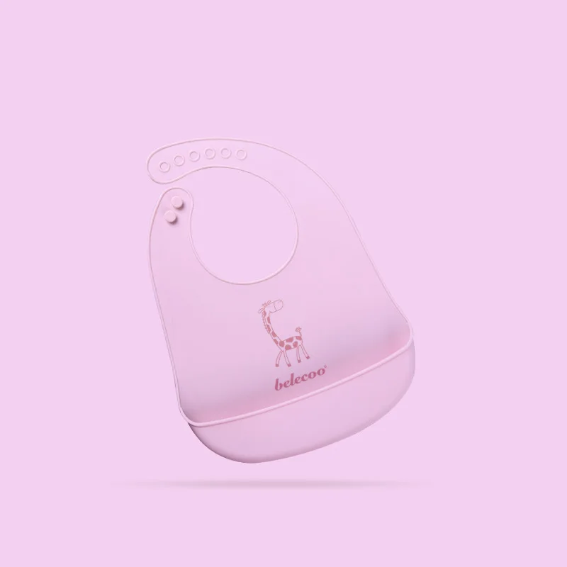 Belleco silicone bib baby three-dimensional waterproof food meal pocket baby bib eating pocket soft and tasteless easy to wash - Цвет: pink