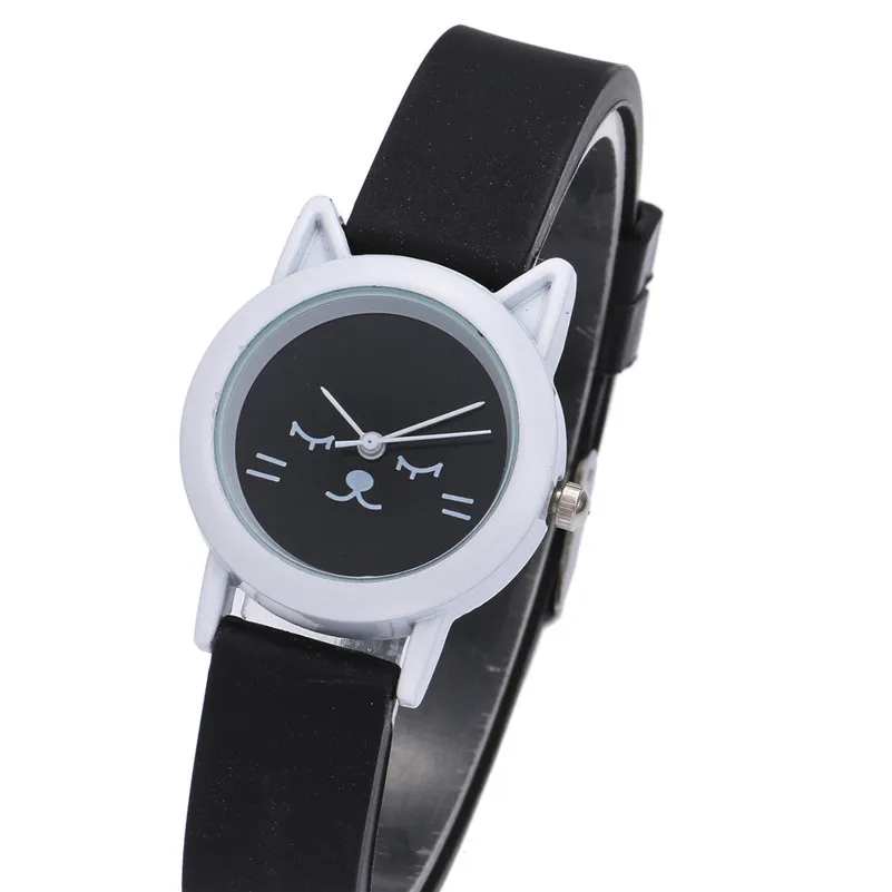 Women's watches casual watches Cat Silica Gel Women Cute Band Analog Quartz Round Vogue Watches Women Clock reloj mujer M09 (9)