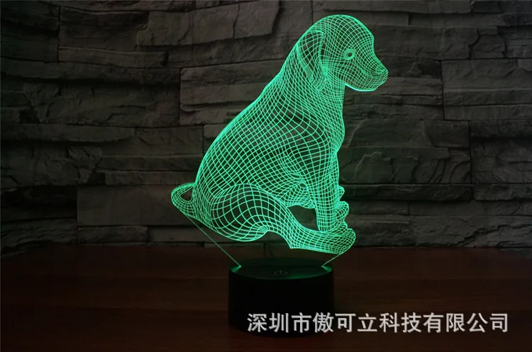 Новый щенок Форма 3D свет красочный сенсорный светодиодный визуальный свет подарок атмосферный ночник