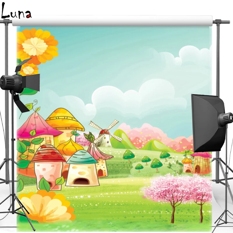 

New Fabric Polyester Photography Background Backdrop For Newborn Drawing Cartoon Vinyl Background For Children Photo Studio 243