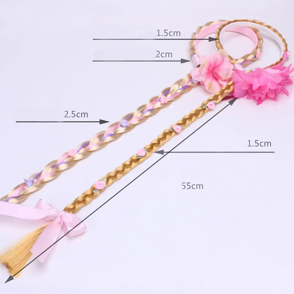 UK Blonde Cosplay Weaving Braid Rapunzel Princess Headband Hair Girl Wig Headwear baby accessories basket