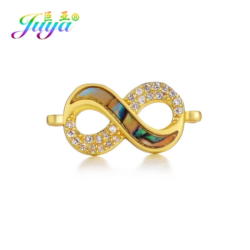 Gold Juya DIY Бесконечность материал для изготовления украшений микро проложить Циркон соединение знак Бесконечность Подвески для ручной работы изготовление браслетов и цепочек - Metal color: Gold