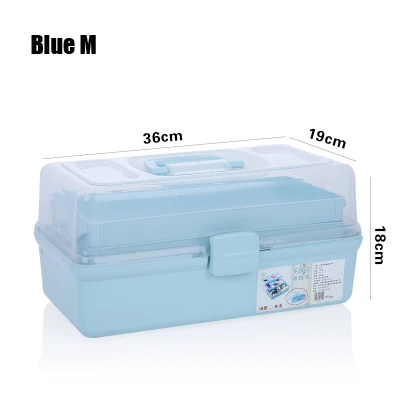 SYTH Горячая Большая вместительная семейная многослойная нагрудная коробка, медицинская коробка для хранения, пластиковая коробка для хранения, органайзер для лекарств - Цвет: Blue M