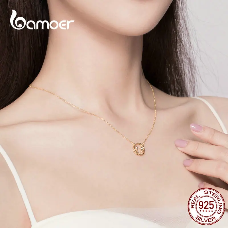 Bamoer Короткое женское ожерелье со смайликом золотого цвета на цепочке, колье, новинка, Женские Ювелирные изделия для вечеринки BSN077
