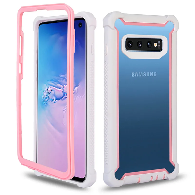 Сверхпрочный противоударный защитный чехол для samsung Galaxy Note 10, 9, 8, Note 10+ S10, S9 Plus, S10e, гибридный прочный двухслойный чехол - Цвет: Pink White