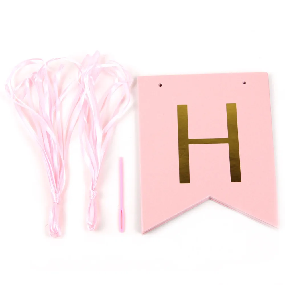 pink foil gold happy birthday paper banner (1)