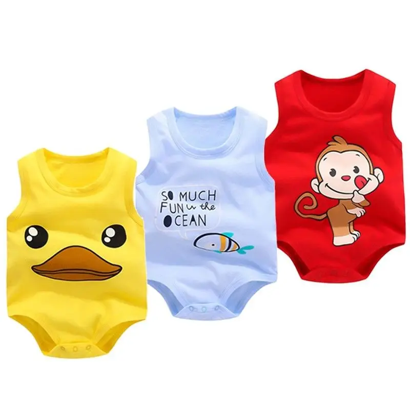 

Cartoon Toddler Baby Boys Girls Romper Cotton Newborn Rompers Sleeveless Jumpsuit Playsuit One-Piece Sunsuit Outfit Clothes