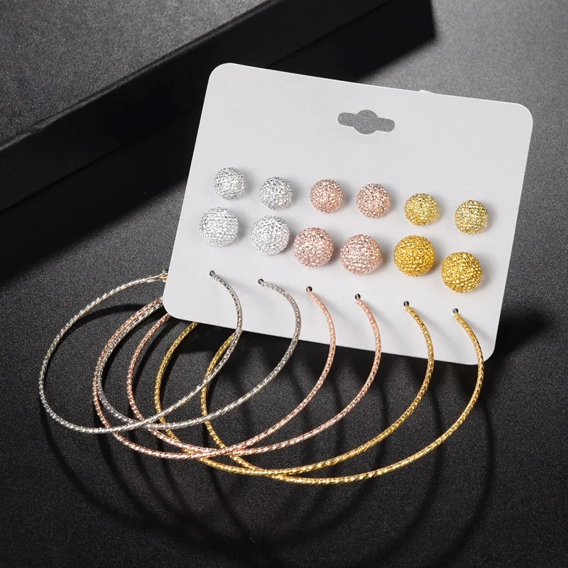 

Fashion Drop Earring 9 pair/set Women Sexy Shinny Earrings for Women Piercing Simulated Round Earring 2018 Jewelry For Women z1