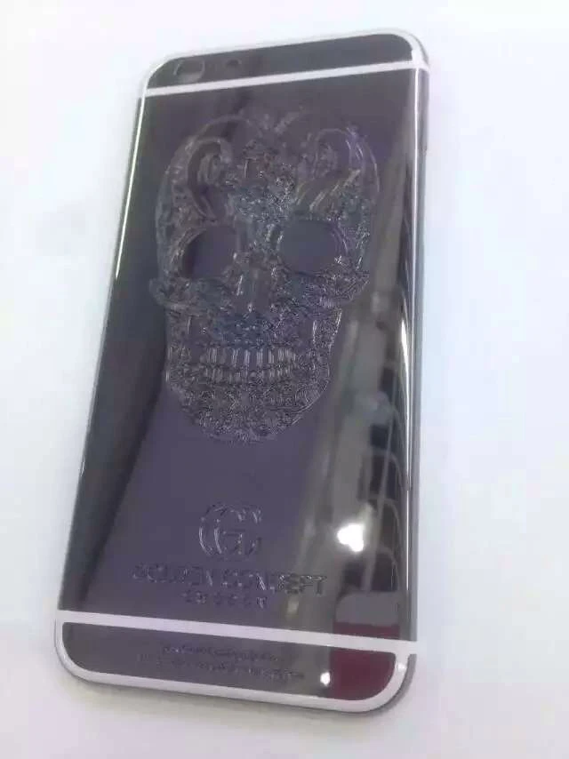 Для iPhone 6 4,7 дюйма 24K золотой корпус с боковой/верхней/нижней/аксессуарами 24k золотой гравированный череп