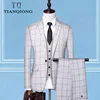 (Chaquetas + chaleco + Pantalones), conjunto de trajes formales a cuadros para hombre, vestido de boda para hombre, traje de negocios informal a la moda de tres piezas, 2022 ► Foto 1/6