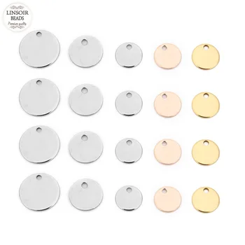 

20pcs/lot Stainless Steel Round Smooth 6-25mm Charms Pendants Rose Gold Sliver Gold Color Charms Connectors For Jewelry Making