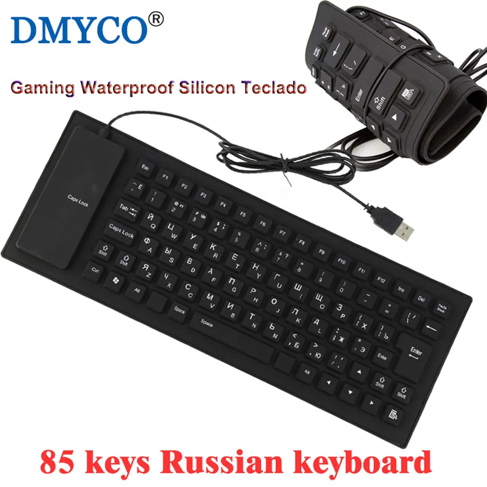 Dmyco Hot Flexible Usb Wire 85keys Black Russian&english Keyboard Soft