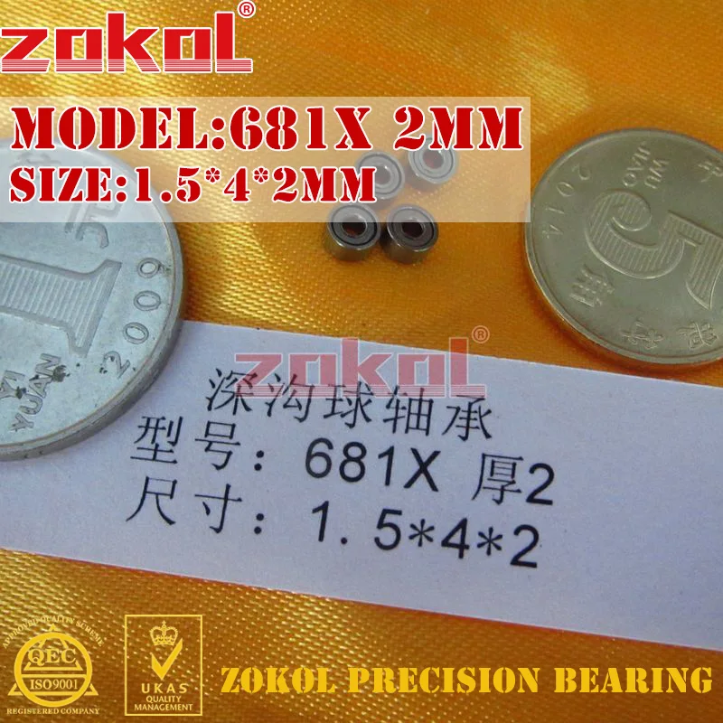 

ZOKOL bearing 681X height 2mm 1.2mm Miniature Deep Groove ball bearing 1.5*4*2mm 1.5*4*1.2mm