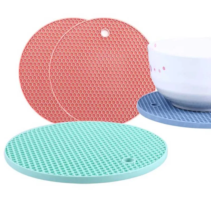 5pcs Round Silicone Mat 18cm Thick Non slip Heat Resistant Mat Pad