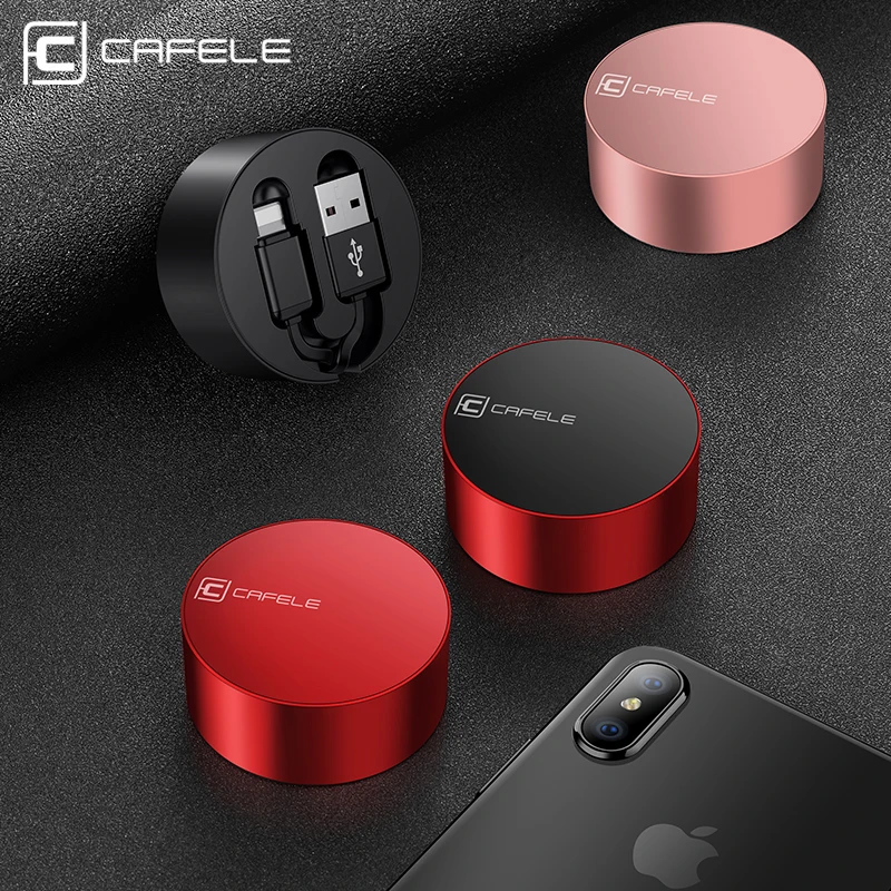 

CAFELE Luxury Retractable Cable For iphone X Xr Xs Max 8 7 ipad Fast Charging Alloy Usb cable Charger Data sync Cable For IOS 12