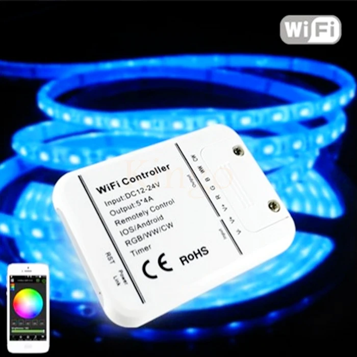 

Mini Wifi Controller For Led Strip RGB/Warm White/Cold White Timing Function Music Mode DIY 16million colors Smartphone Control