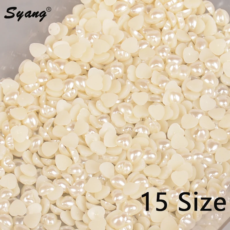 Abs Imitation Half Heart Pearls Flatback Pearls Resin Beads High