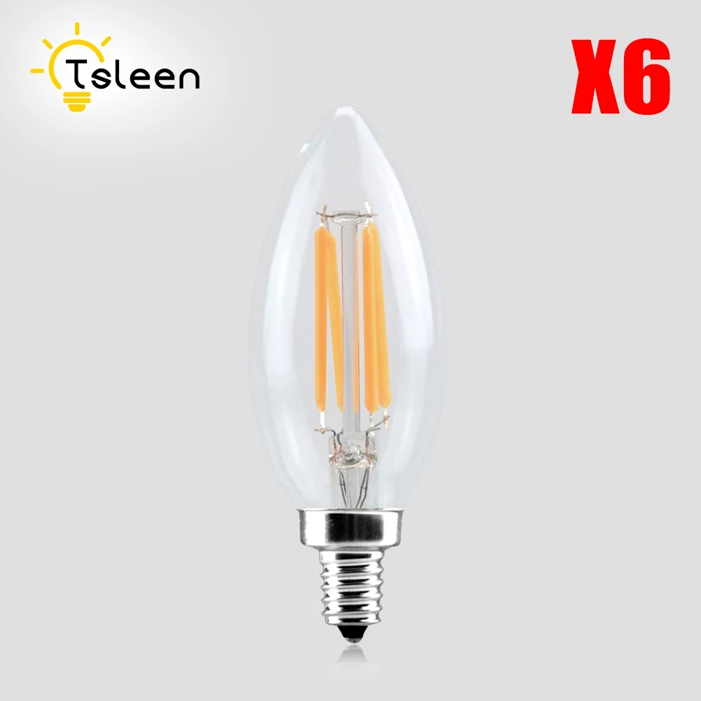 

6PCS Dimmer 220V 8W 16W E14 E27 Retro Vintage Edison LED Light Incandescent dimmable Lamp C35 ST64 A60 LED Bulb Home Decoration