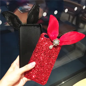 

2018 Fashion Glitter Hard Case for Apple iPhone X Shining Flash Phone Cover for iPhone7 Big Ear Back Skin for iPhone 7plus 6